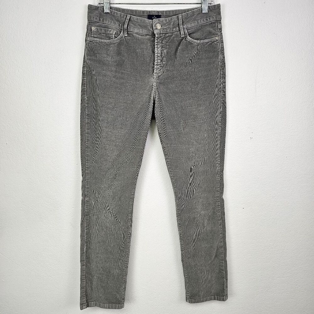 NYDJ Jeans LIFT N TUCK Jean Leggings Light Grey Baby Wale Corduroy Stretch Sz 10